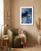 Palm Leaves Blue  framed in a tender room thumbnail