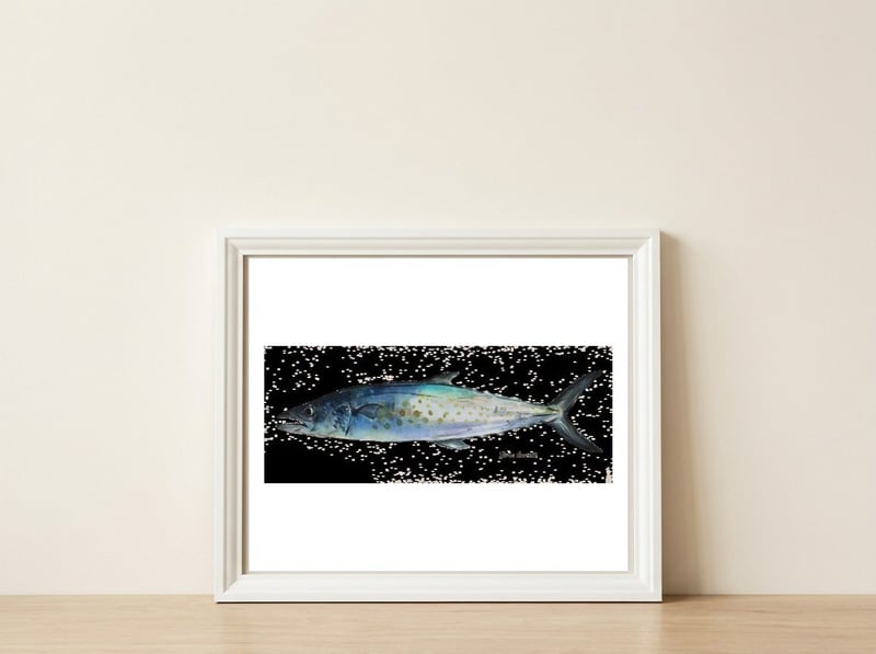 Fish Sierra — framed, leaning against the wall