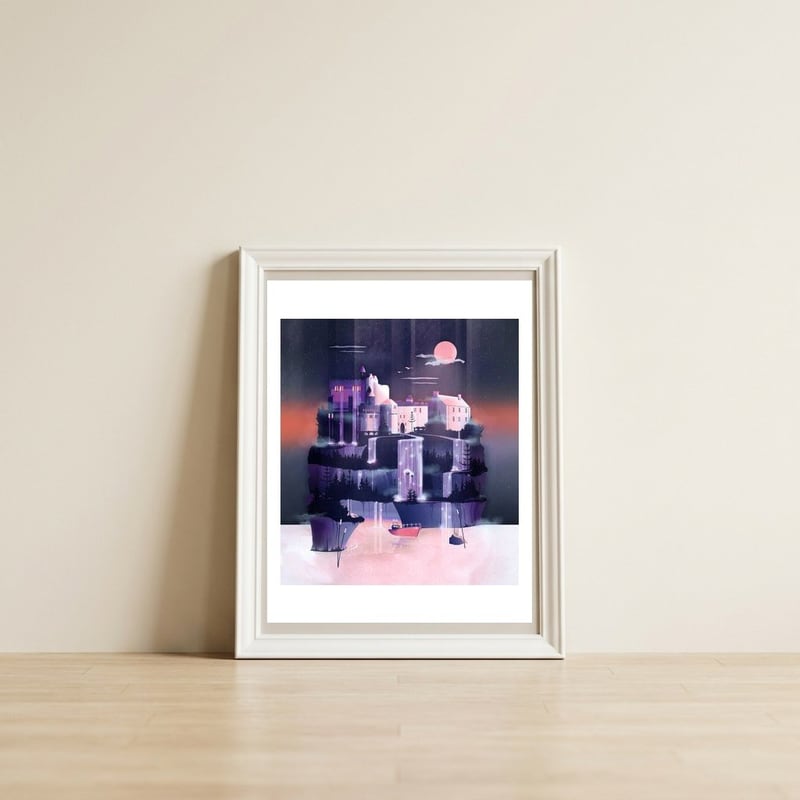 Waterfall Castle — framed, leaning against the wall