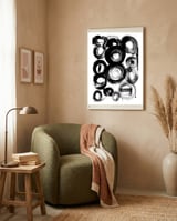 Black and White Ink Circles framed in a tender room thumbnail