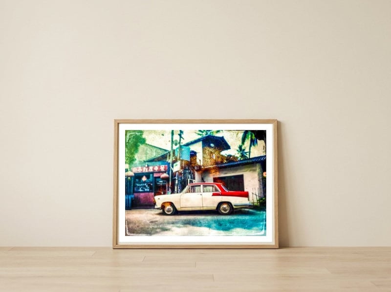 Oldtimer I — framed, leaning against the wall