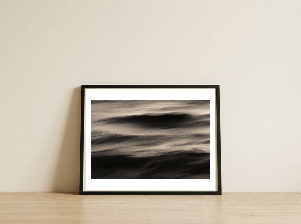 The Uniqueness of Waves XII — framed, leaning against the wall