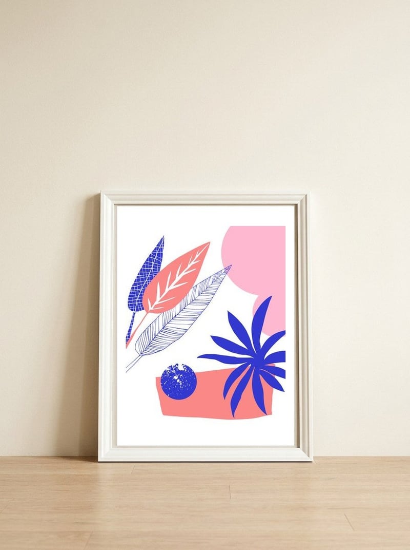 Blue And Pink — framed, leaning against the wall