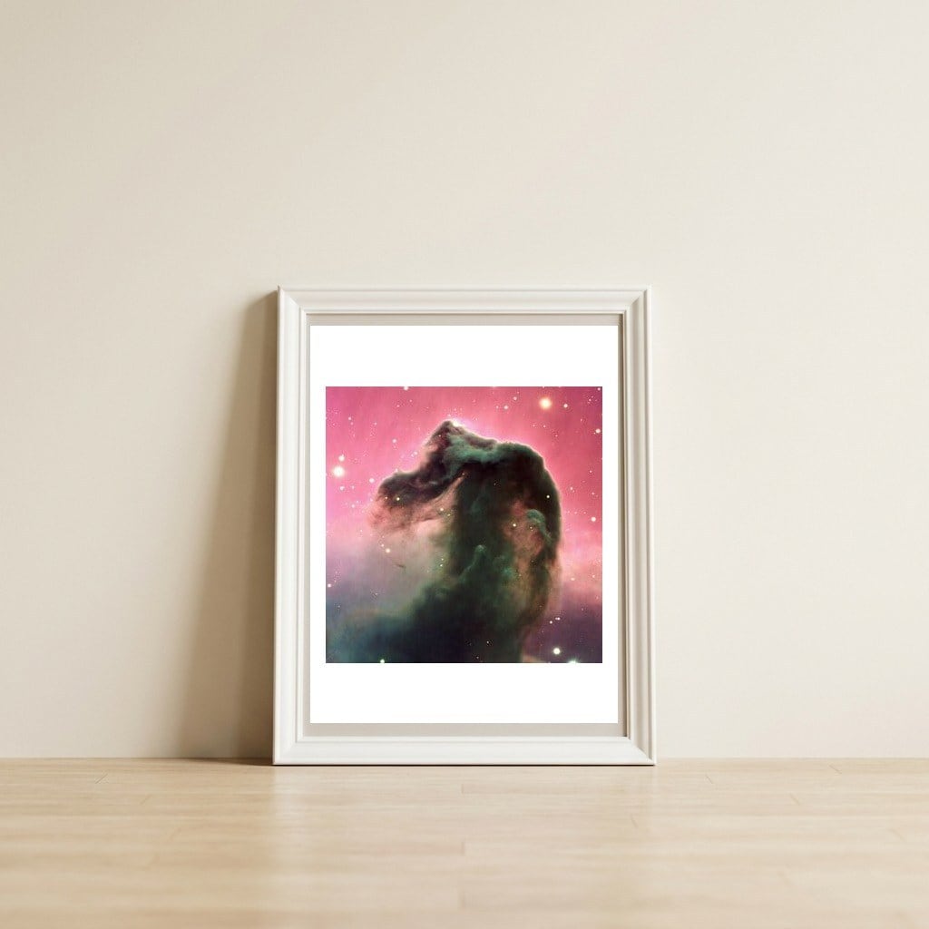 The Horsehead Nebula — framed, leaning against the wall