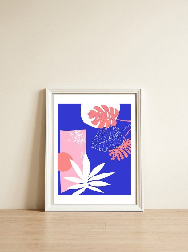 Pink And Blue — framed, leaning against the wall