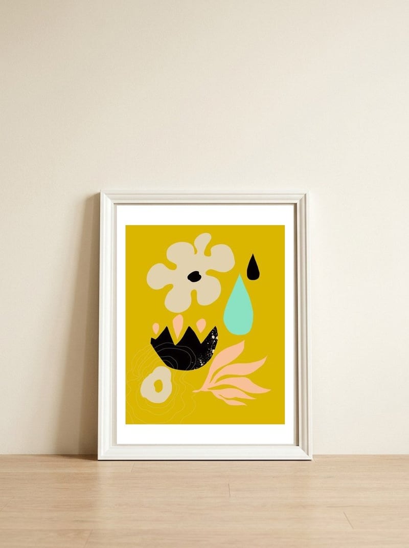 spring flower2 — framed, leaning against the wall