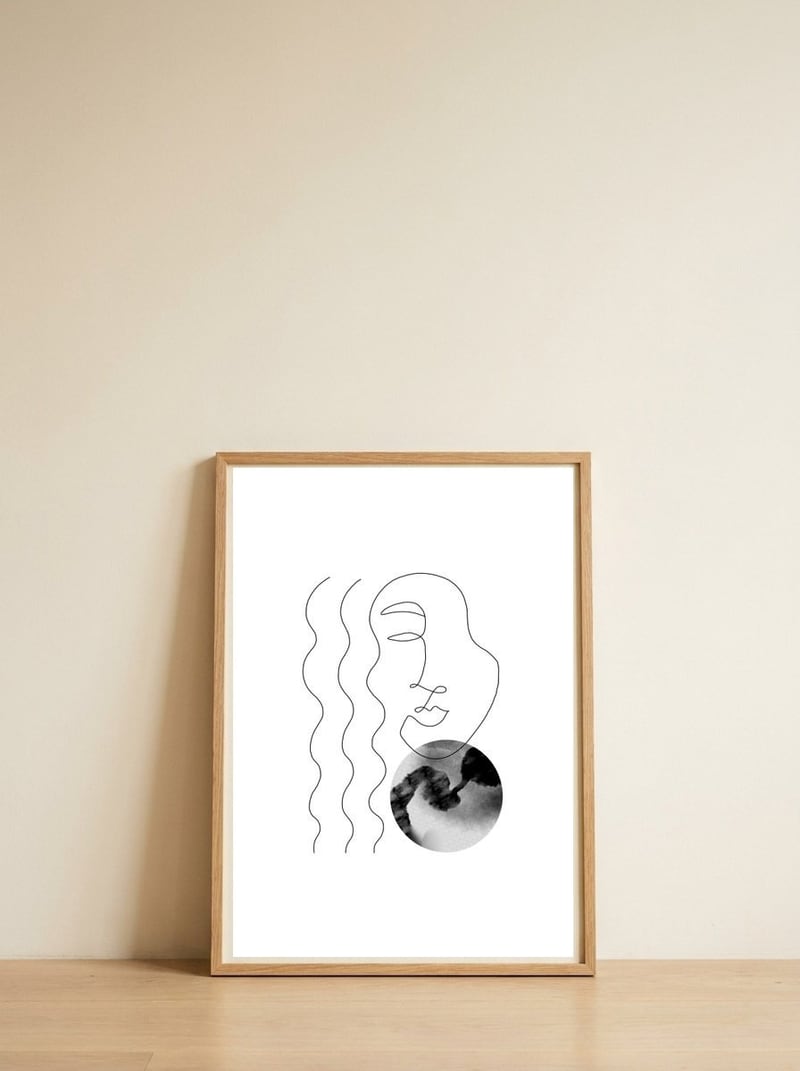  Circle and woman — framed, leaning against the wall