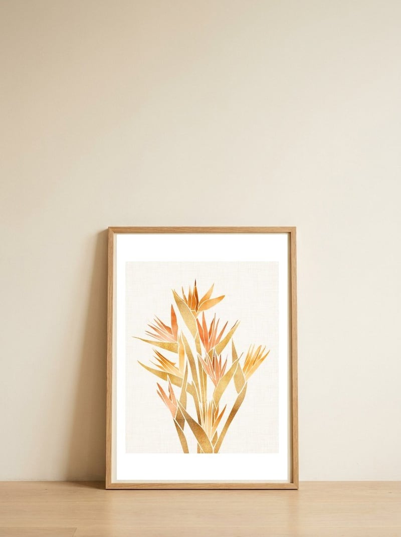 Tropical Bird of Paradise Bouquet — framed, leaning against the wall