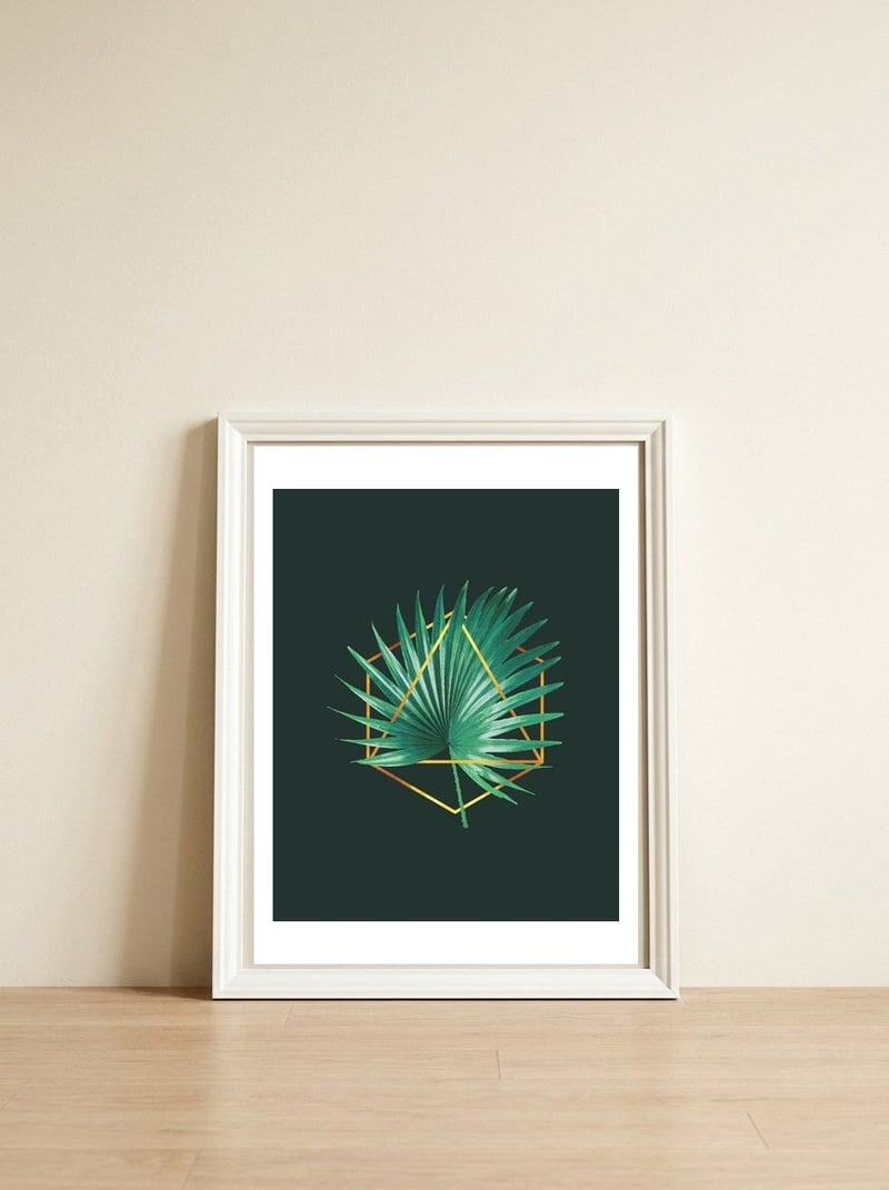 Tropical Palm Leaf 02 — framed, leaning against the wall