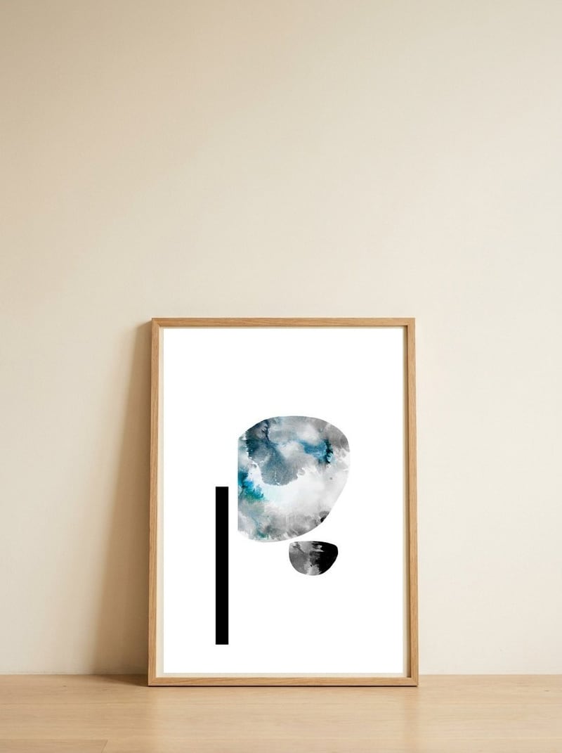 Abstract stone B — framed, leaning against the wall