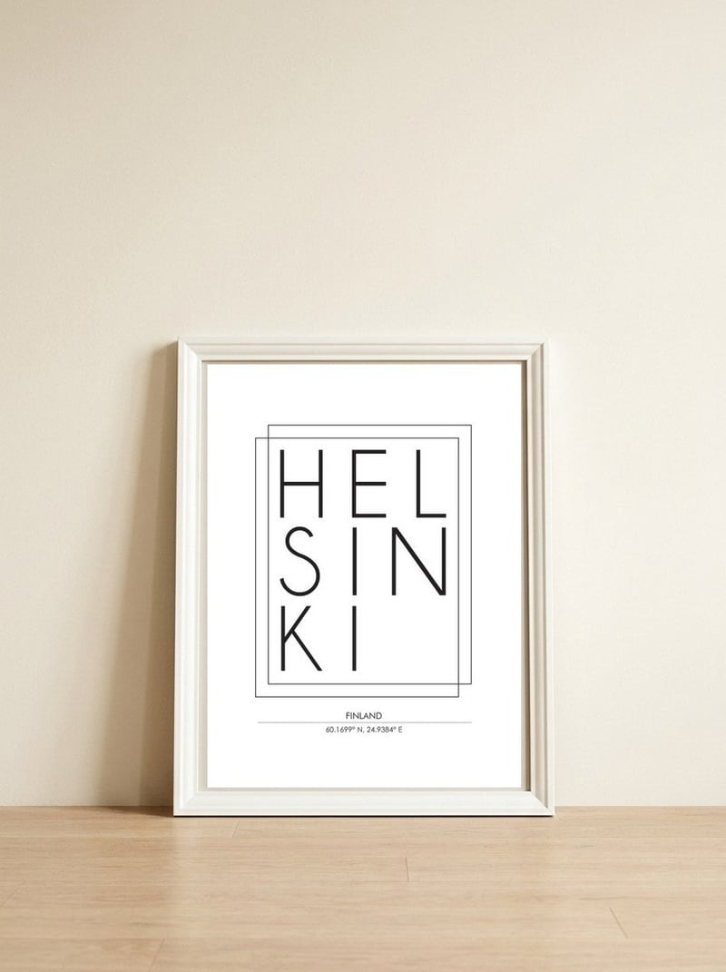 Helsinki — framed, leaning against the wall