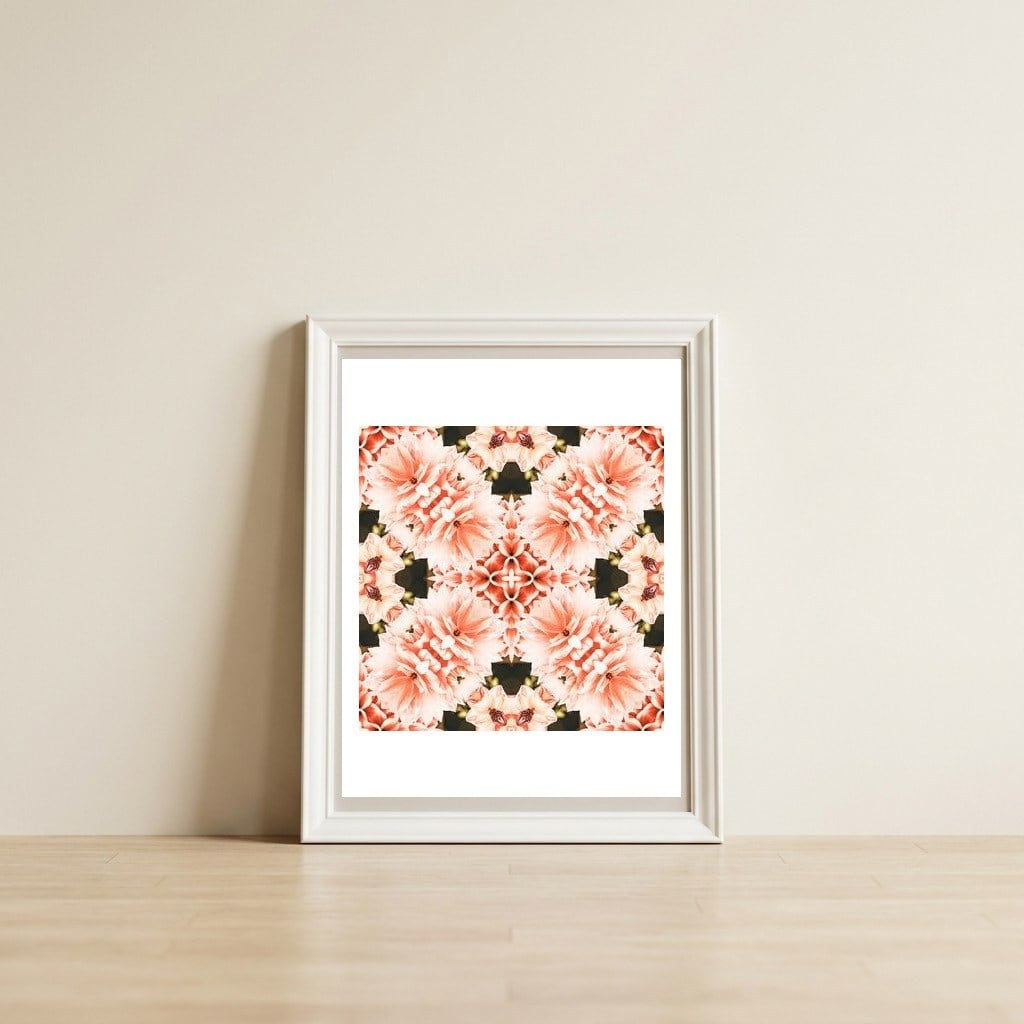 Blush Mandala — framed, leaning against the wall