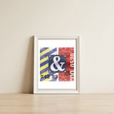 Blue Ampersand Industrial Abstract — framed, leaning against the wall thumbnail