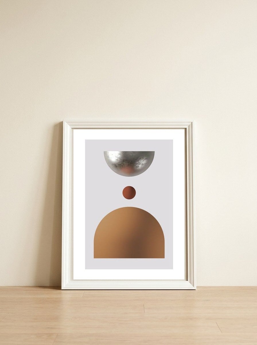 Terracotta Balance 02 — framed, leaning against the wall