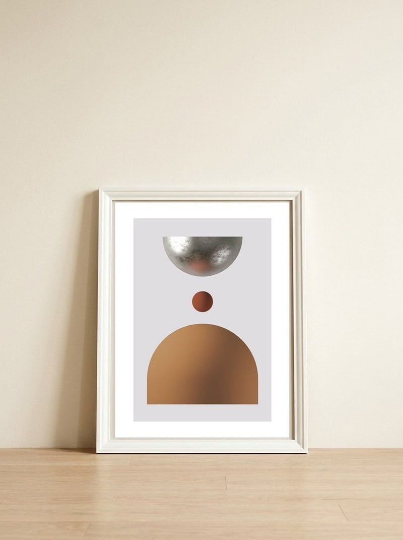 Terracotta Balance 02 — framed, leaning against the wall