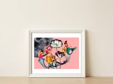 Mermaid Floral with moon — framed, leaning against the wall thumbnail
