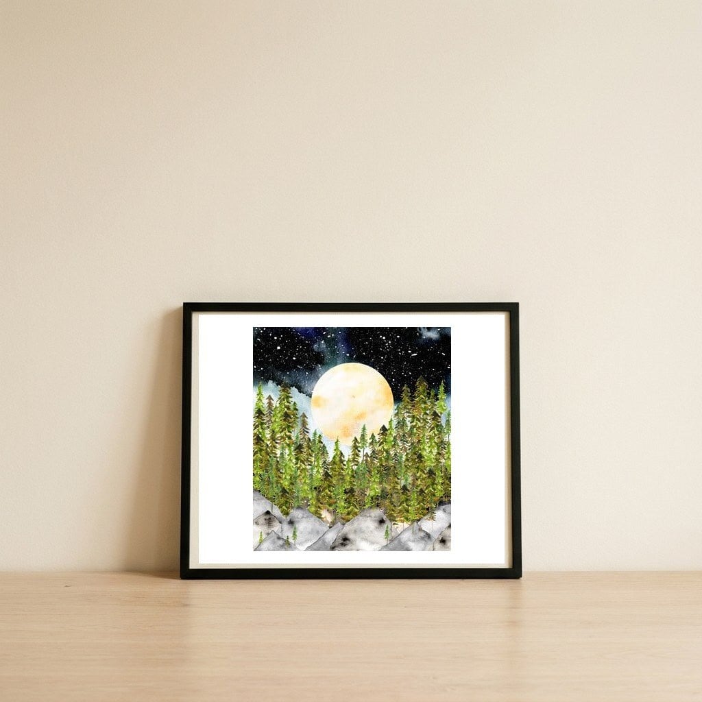 Full Moon — framed, leaning against the wall