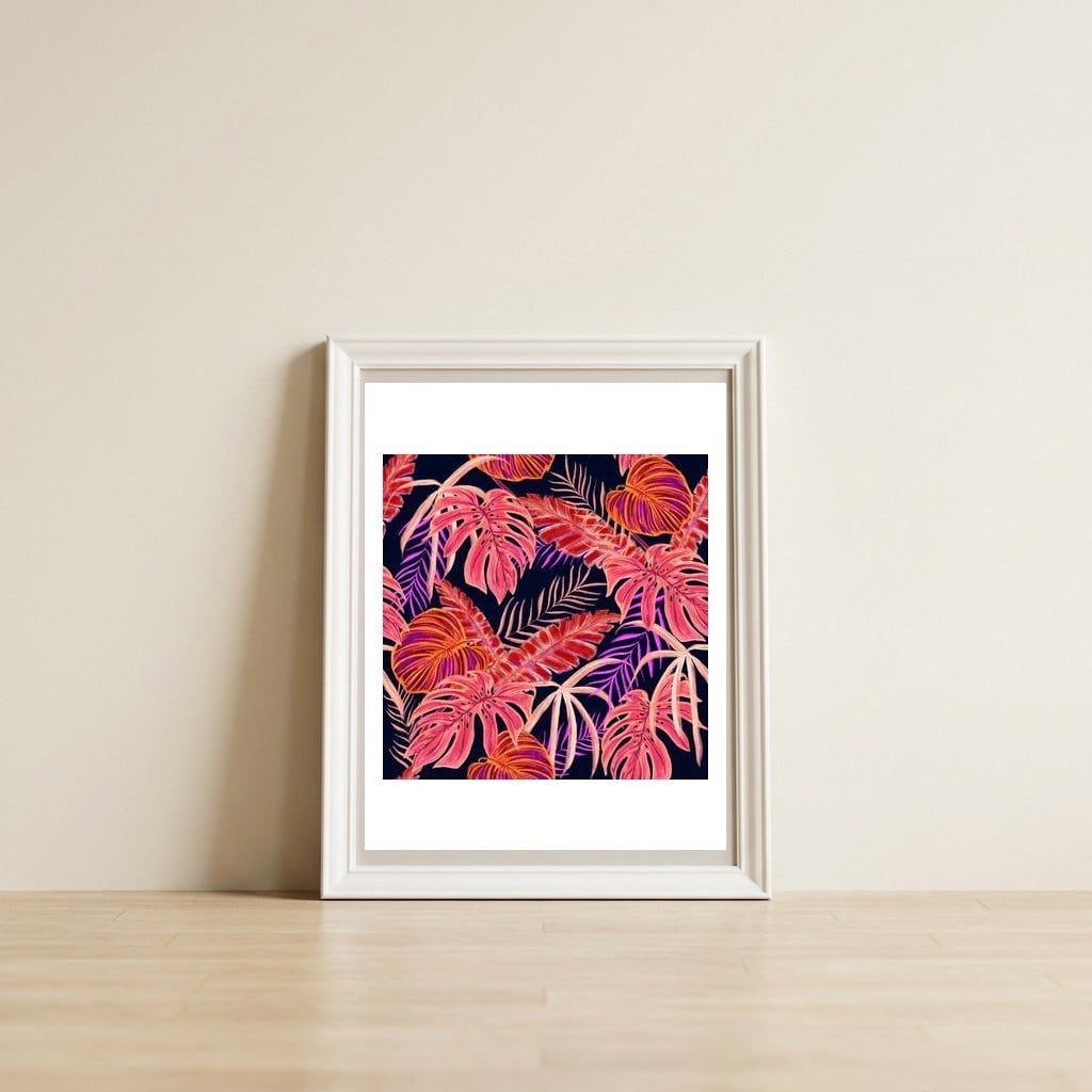Dark Tropical — framed, leaning against the wall