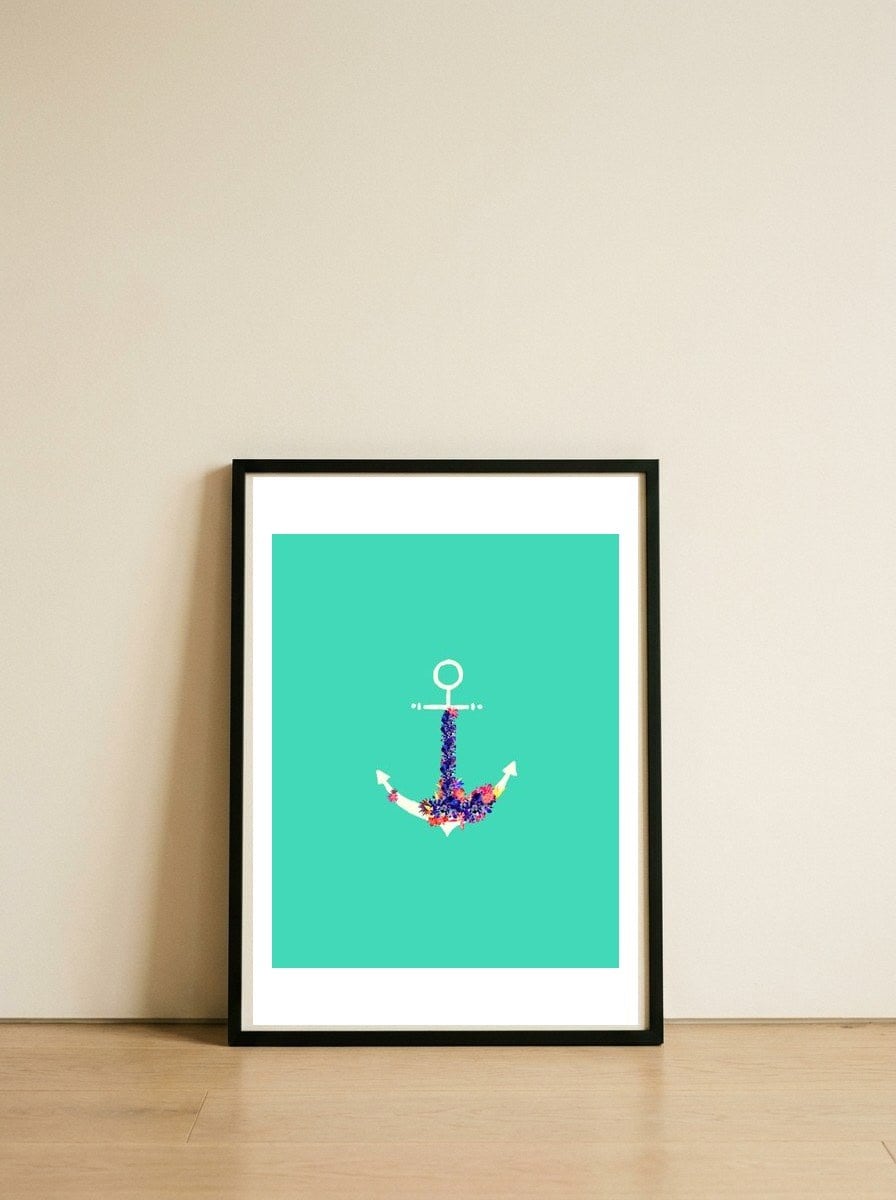 Floral Anchor — framed, leaning against the wall