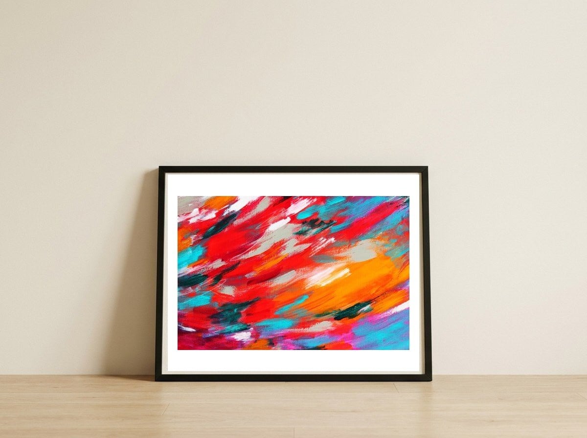 Vivid — framed, leaning against the wall