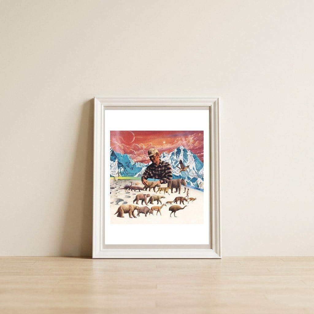 Evolution — framed, leaning against the wall