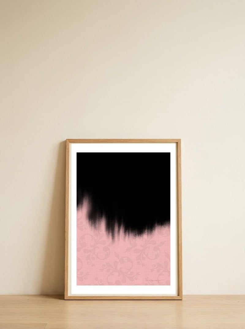 Pink Canvas — framed, leaning against the wall