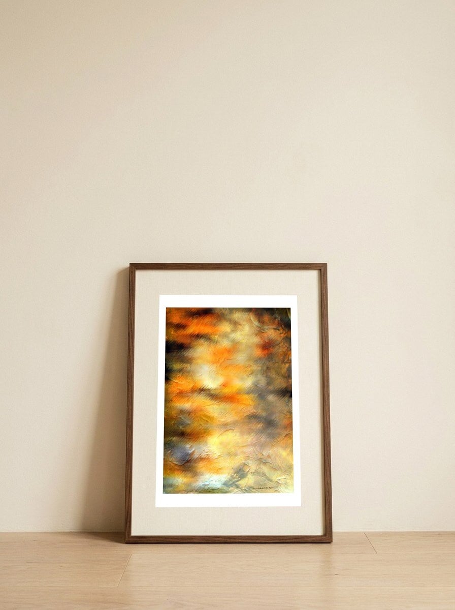 Yellow Flowers — framed, leaning against the wall