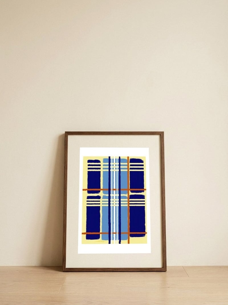 Brown Lines — framed, leaning against the wall