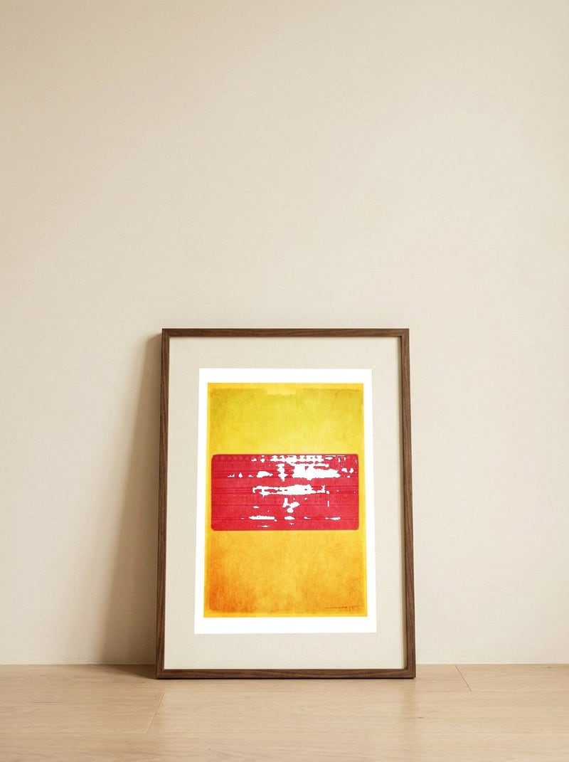 Redbox — framed, leaning against the wall