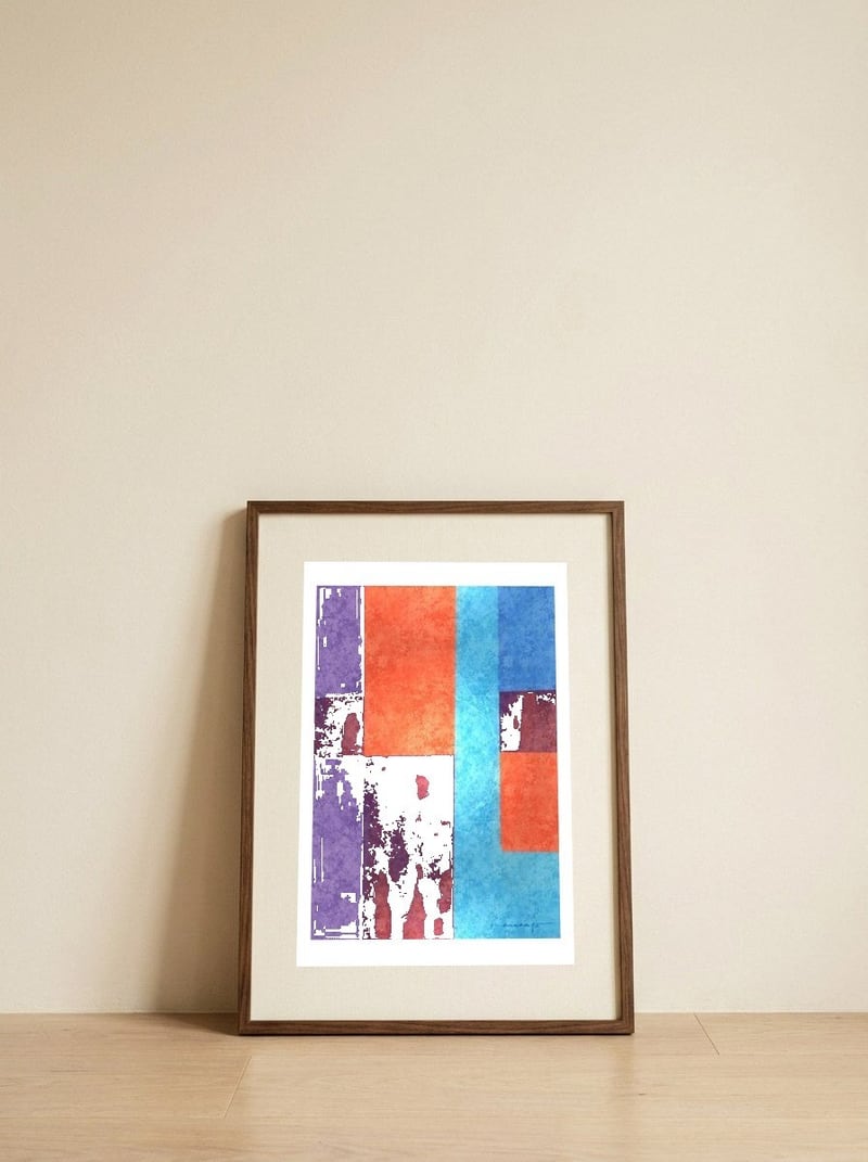 Geometric Space 3 — framed, leaning against the wall