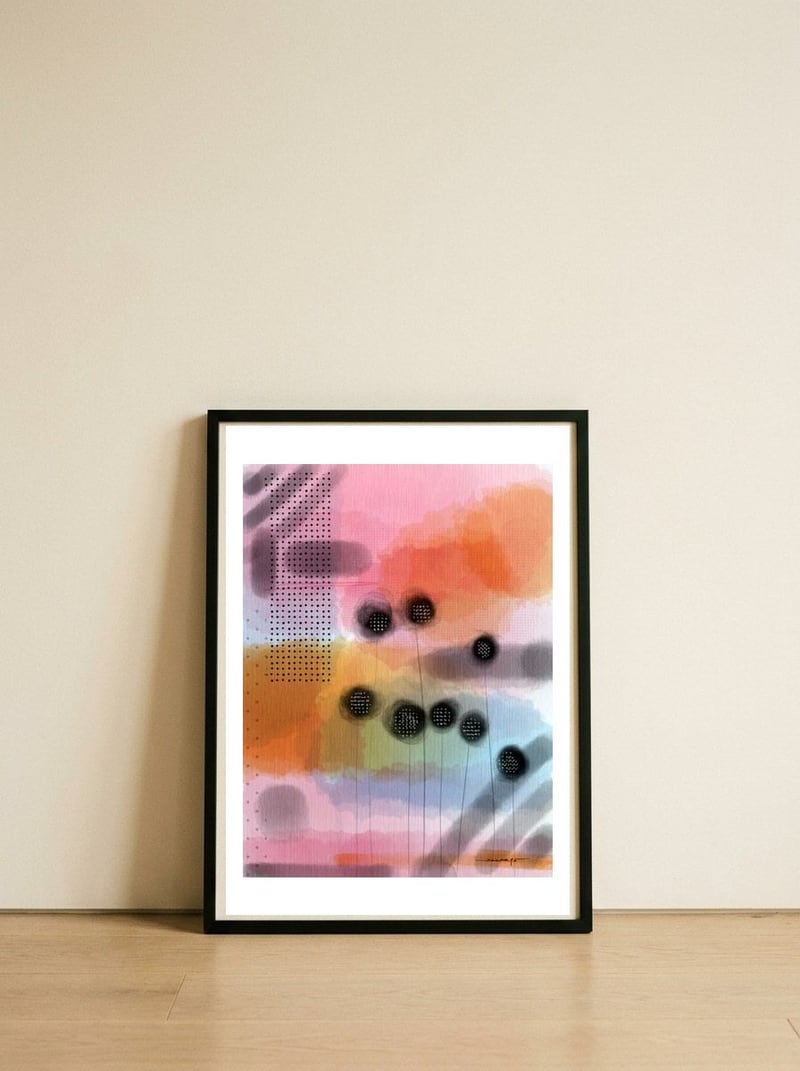 Pink Retreat — framed, leaning against the wall