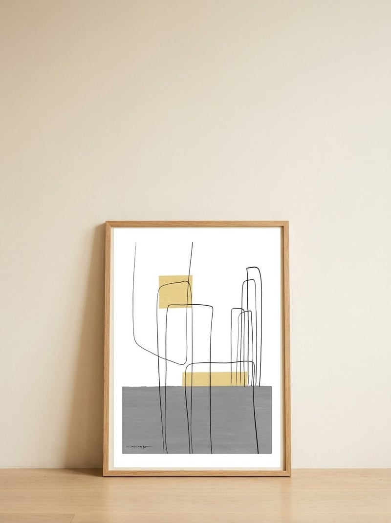 Cityscape — framed, leaning against the wall