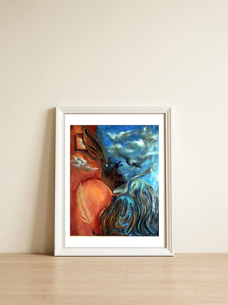 A Spoon Of Life 38x30cm — framed, leaning against the wall
