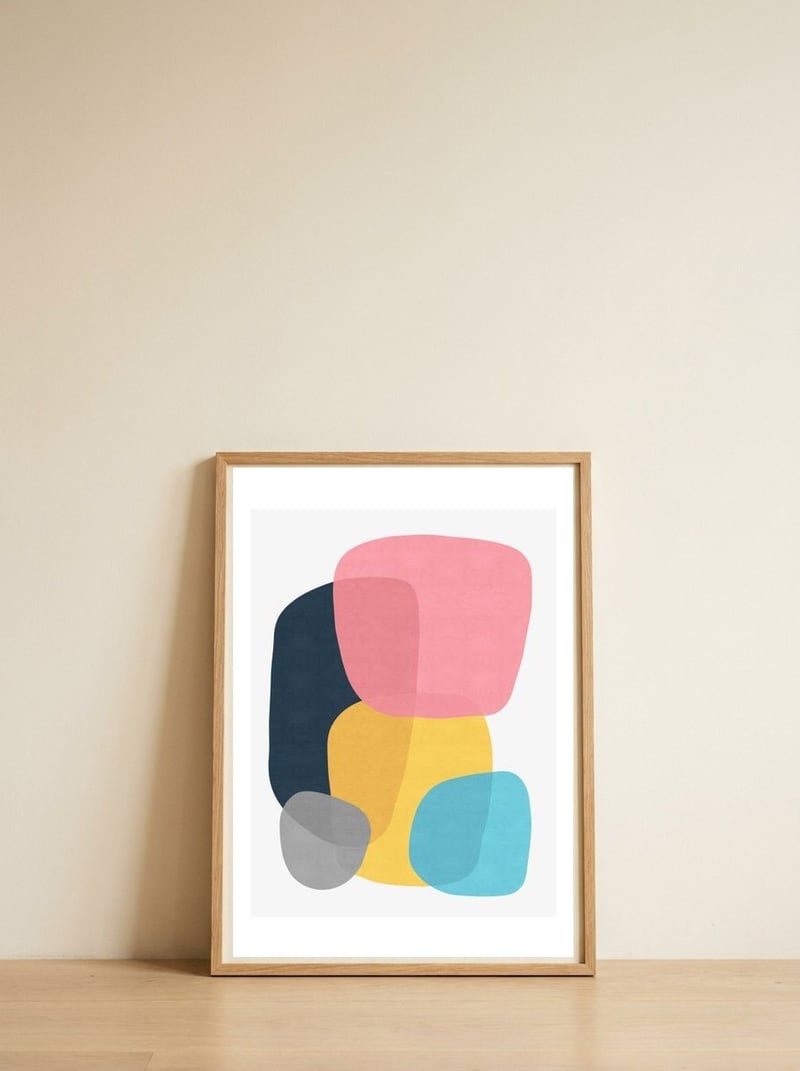 Abstrato III — framed, leaning against the wall