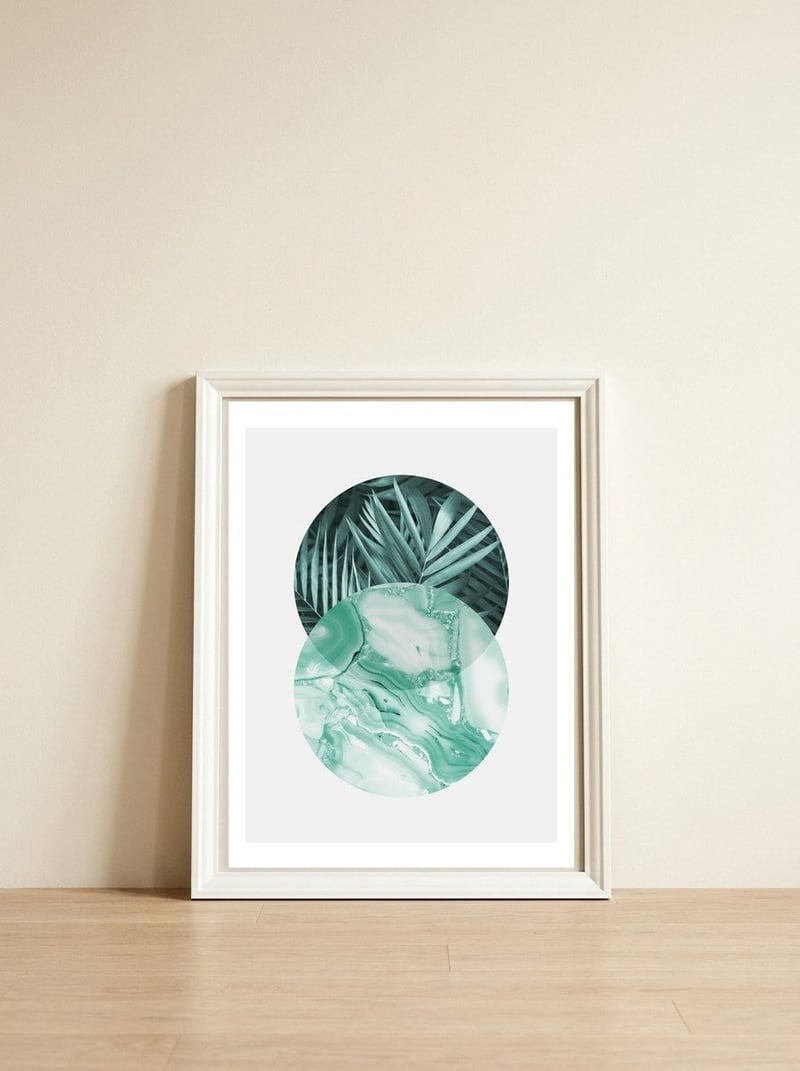 Botanical and geometric IV — framed, leaning against the wall