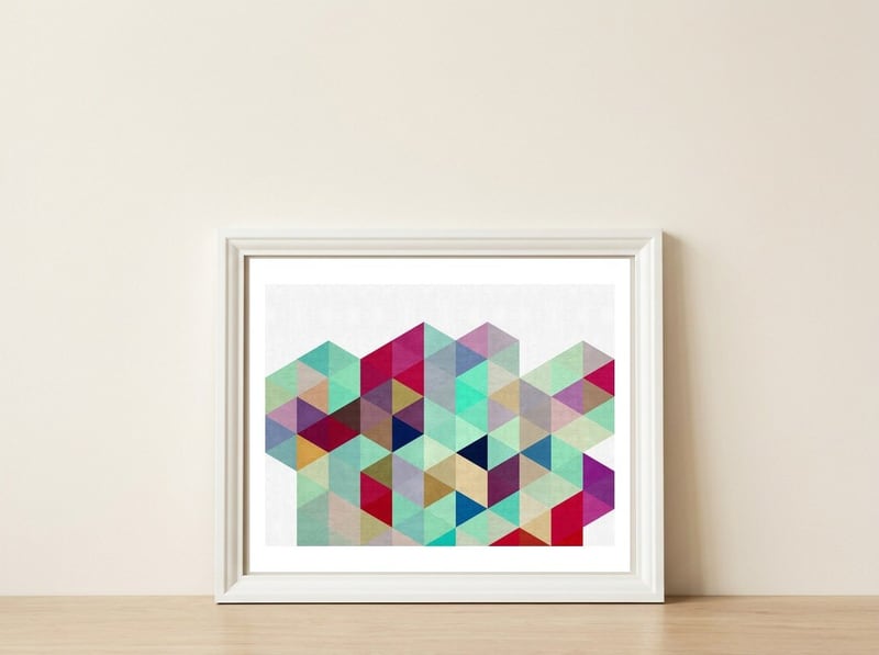 Art of cubes V — framed, leaning against the wall