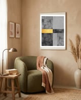 Geometric and golden V framed in a tender room thumbnail