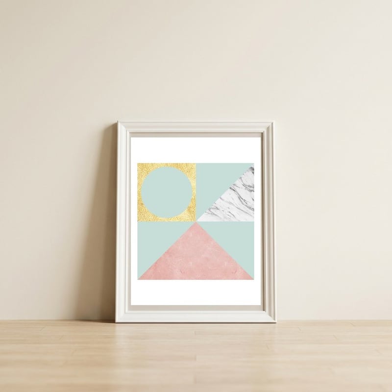 Marble and gold II — framed, leaning against the wall