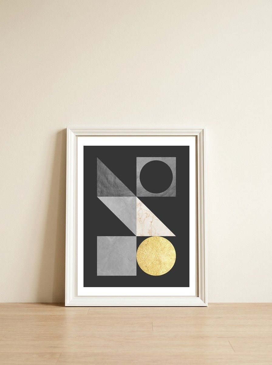 Marble and gold VII — framed, leaning against the wall