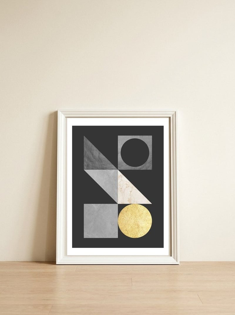 Marble and gold VII — framed, leaning against the wall