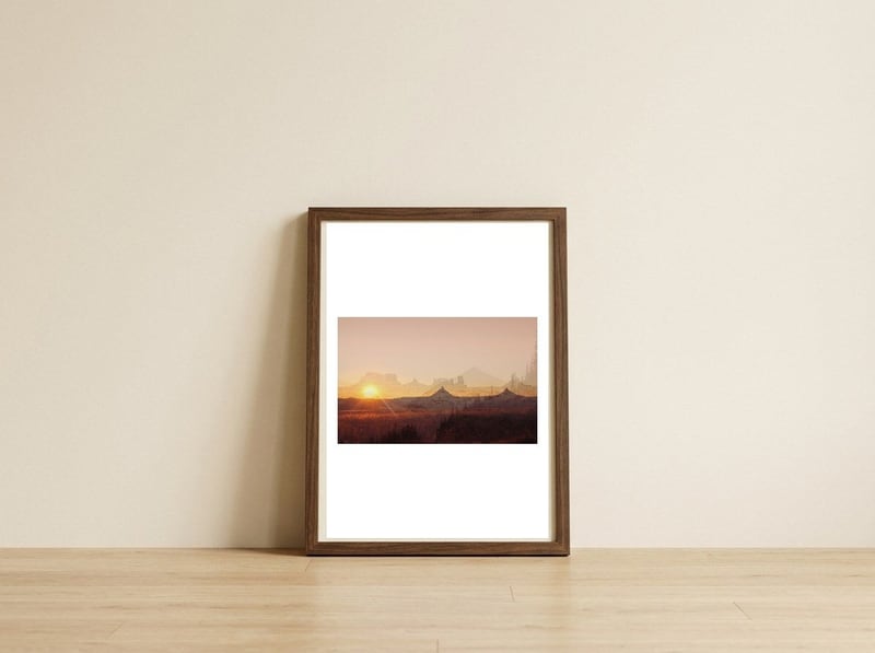 Western America Landscape — framed, leaning against the wall