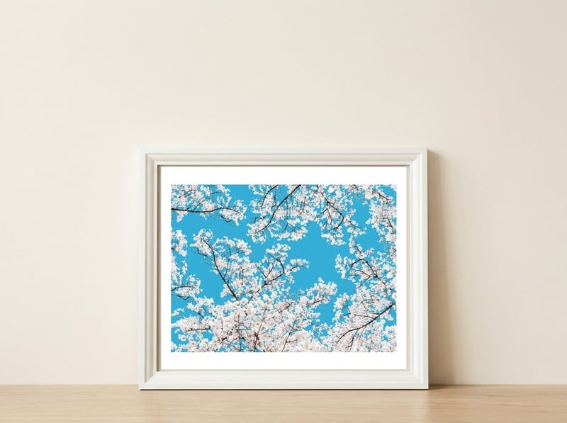 White Blossom — framed, leaning against the wall