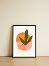 Desert Sunset With Cactus And Cherry — framed, leaning against the wall thumbnail
