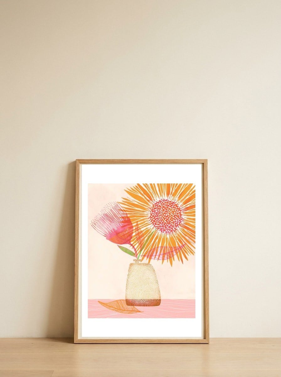 Summer Bouquet — framed, leaning against the wall