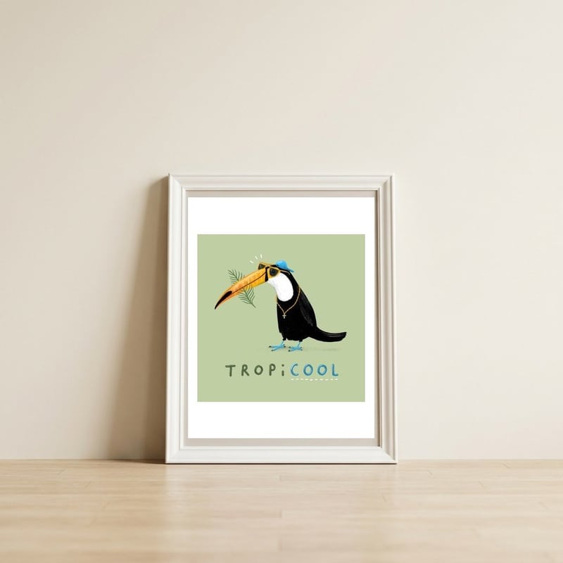 Tropicool — framed, leaning against the wall