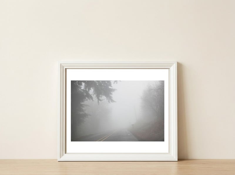 Missing Road — framed, leaning against the wall