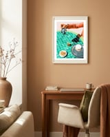 Chai, India Culture & People Painting, Exotic Travel Places Tea Bohemian Colorful Morocco Turkish framed in a focused room thumbnail