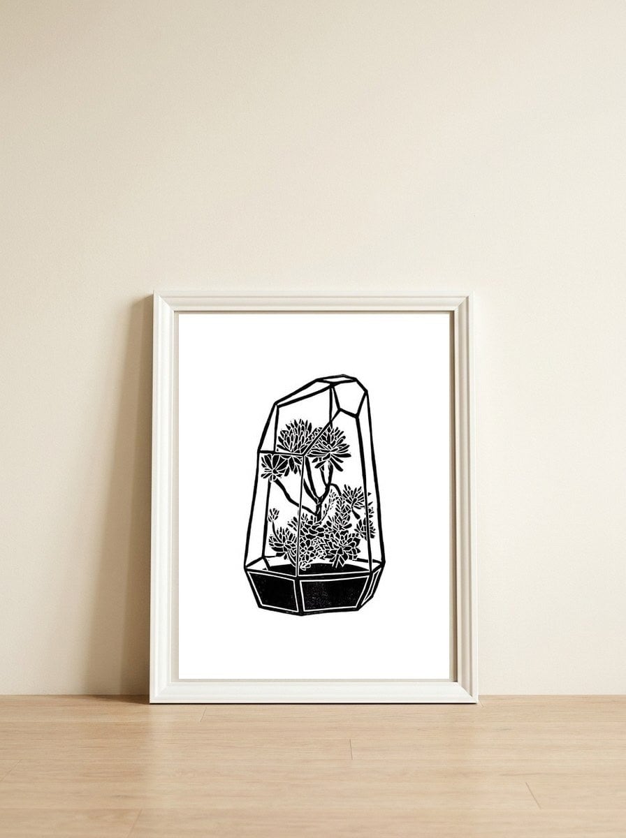 Terrarium  — framed, leaning against the wall