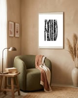 Woodcut Birches framed in a tender room thumbnail