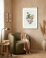 Vintage Botanical Heart - Green framed in a tender room thumbnail